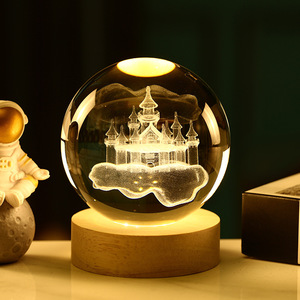 Diseño creativo Art Deco <span class=keywords><strong>3D</strong></span> bola de cristal de galaxia tallada luminosa decoración del hogar manualidades con luz nocturna Idea de regalo - Product Image 3