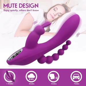 Vibratore Rabbit per Punto G con Perline Anali, Stimolatore Clitorideo a Tripla Massaggio, 10 Modalità, in Silicone Medicale, Giocattolo Sessuale Femminile - Product Image 3