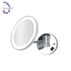 Customized Magnifying Mirror With Light Orb Decorate Wall Mirror Touch Dimming Hotel Use Makeup LED Mirror For Bathroom