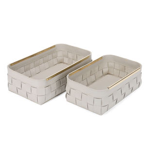 Accessoires <span class=keywords><strong>de</strong></span> décoration <span class=keywords><strong>de</strong></span> maison <span class=keywords><strong>de</strong></span> luxe Ornements <span class=keywords><strong>de</strong></span> <span class=keywords><strong>panier</strong></span> en cuir tissé orange Pièces maîtresses pour la décoration <span class=keywords><strong>de</strong></span> la maison - Product Image 2
