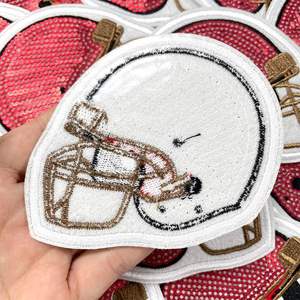 Iron on <b>Sequin</b> Embroidered <b>Red</b> Softball Helmet Patch for Hat Hoodies Decoration - Product Image 4