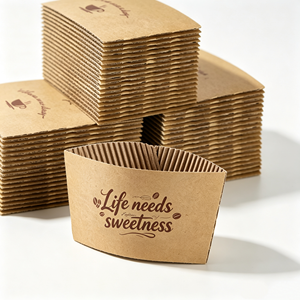 Recyclable Kraft Paper Cup Sleeve for Hot Coffee & Tea, Custom Printed Eco-Friendly Disposable Cup Sleeves, Wholesale Package - Product Image 2