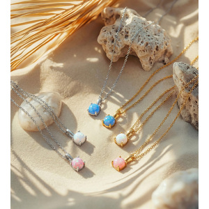 JINYOU 2785 Collana con Catena Sottile in Acciaio Inossidabile Placcato <span class=keywords><strong>Oro</strong></span> con Ciondoli a Sfera Multicolore, Gioielli di Moda all'Ingrosso - Product Image 3