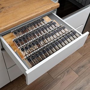 Adjustable Expandable Kitchen Glass <strong>Spice</strong> Jar Rack <strong>Drawer</strong> <strong>Organizer</strong> Organiser Bamboo <strong>Spice</strong> Rack Tray <strong>Organizer</strong> for Countertop - Product Image 4