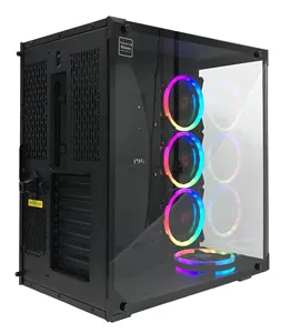 GC-802 ATX RGB Mewah, Sarung Komputer Game Profesional Kaca Kipas ATX RGB