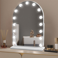 Miroir de Maquillage LED Moderne Détachable à Rotation 360°, Lumineux en Forme de Bulle, Trois Modes de Couleur, Commande Tactile Intelligente pour Coiffeuse