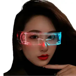 Led Cyberpunk Glasses Light Up Glasses Led Visor Glasses Luminous Sunglasses for Halloween Cosplay Party Bar