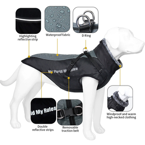Ropa Clásica de Invierno para Mascotas, Algodón Grueso, Reflectante, Impermeable, Ecológica, Cálida, Opción de Venta al por Mayor para Año Nuevo, Perros Grandes - Product Image 2