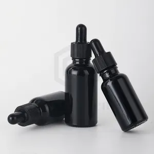 Empty Black Hair Oil Bottle Essential Oil Beard Oil Glass Dropper Bottle 5ml 10ml 15ml 20ml 30ml 50ml 100ml Serum Bottle