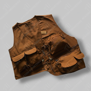 เสื้อกั๊กคาร์โก้ผ้าฝ้ายลำลองสำหรับผู้ชายมีหลายกระเป๋าผ้าใบกันน้ำสำหรับฤดูใบไม้ผลิสำหรับชาวประมงปีนเขาตกปลาถ่ายภาพตั้งแคมป์ - Product Image 1