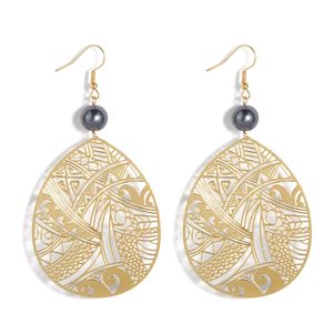 Boucles d'oreilles en forme de goutte d'eau pour femme, bijoux hawaïens Tribal, plaqué or 18 carats, nouveauté <span class=keywords><strong>2023</strong></span> - Product Image 1