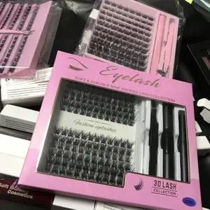 private label kit set wholesale box brown clear band individual cc d curl cluster diy mink lashes eyelash extension