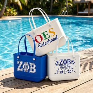Custom Logo Print Beach Tote Bag Large EVA Beach Tote Bag Sorority Greek Letter Large Waterproof Autumn Spring Summer Women - Product Image 3