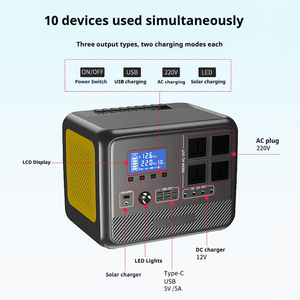 1500W sạc nhanh LiFePO4 di động ngoài trời ngân hàng điện nhà năng lượng mặt trời Máy phát điện khẩn cấp lưu trữ năng lượng tinh khiết Sine Wave - Product Image 4