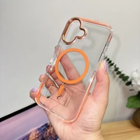 Étuis magnétiques transparents antichoc épais en TPU+PC de 2,5 mm, coque LPhone16, style professionnel, couleur unie, support magnétique rotatif à 360 degrés