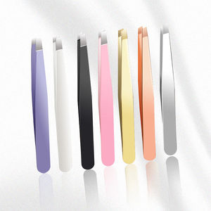 Pinzas para Cejas Diagonales con Logotipo Personalizado, Pinzas para Cejas Inclinadas de Acero Inoxidable Negro - Product Image 1