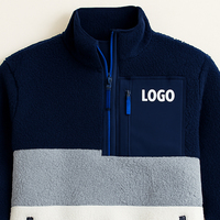 Sweat à capuche personnalisé pour homme, style streetwear, polaire, fermeture éclair 1/4, polaire sherpa avec bloc de couleur sur le devant, pull 1/4