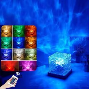 <span class=keywords><strong>Lampe</strong></span> <span class=keywords><strong>de</strong></span> nuit à effet d'ondulation d'eau rotative, <span class=keywords><strong>lampe</strong></span> <span class=keywords><strong>de</strong></span> projection d'ambiance créative pour <span class=keywords><strong>chevet</strong></span>, <span class=keywords><strong>lampe</strong></span> <span class=keywords><strong>de</strong></span> table à commande tactile, charge USB, lumière en cristal - Product Image 2