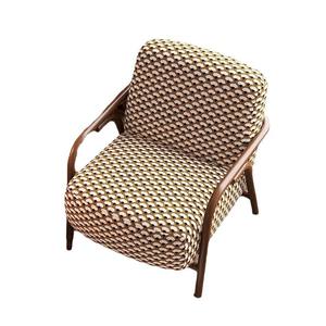 Sillón Individual para Sala de Estar, Diseño Ergonómico, Estilo Moderno Minimalista, Estructura de Madera, Tapicería con Patrón de Hojas en Blanco y Negro - Product Image 5