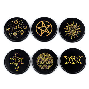 Pierre de méditation <span class=keywords><strong>en</strong></span> obsidienne noire naturelle, pierre d'inquiétude, rune, chakra, gravure, sous-verre <span class=keywords><strong>en</strong></span> cristal, guérison énergétique, cristaux artisanaux - Product Image 1