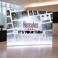 Mur d'images LED rectangulaire personnalisé en tissu tendu, boîte à lumière rétroéclairée autoportante pour salons professionnels et événements