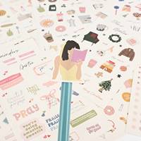Livre d'autocollants esthétiques personnalisés pour agenda, 30 feuilles à thème, autocollants décoratifs DIY pour journal et scrapbook, dessins animés pour filles avec logo