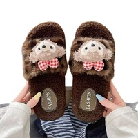 StepGrace Pantoufles d'intérieur en peluche à tête de chat 3D, motif guépard, à bout ouvert, chaudes et fourrées pour l'hiver, pour femmes et filles