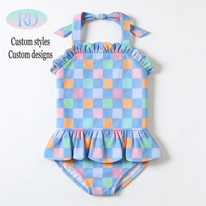 Traje de Baño de una Pieza para Niñas, Diseño Personalizado OEM/ODM de Ruidian, con Volantes, de Nailon y Elastano, para Bebés - Product Image 1