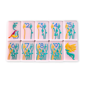 En stock – Nouvel ensemble de tuiles de mahjong de luxe en mélamine rose clair, motif oiseaux, pour soirées de jeu en famille et divertissement - Product Image 4