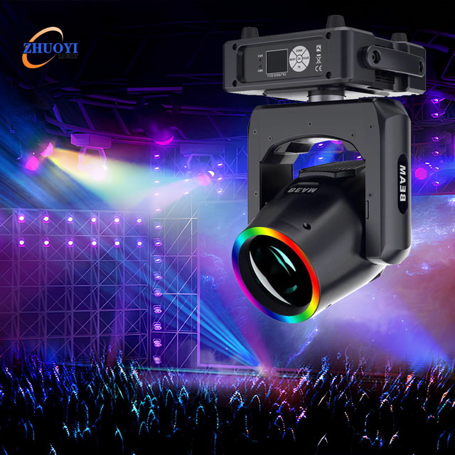 ZY Stage Lights Mini 230W 7R Sharpy Moving Head Beam Gobo Light with LED Ring Strip for DJ Event Party Club