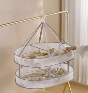 Práctico tendedero de <span class=keywords><strong>ropa</strong></span> plegable de tela <span class=keywords><strong>para</strong></span> montar en la pared y cesta de red <span class=keywords><strong>para</strong></span> almacenamiento de alimentos y baño - Product Image 4