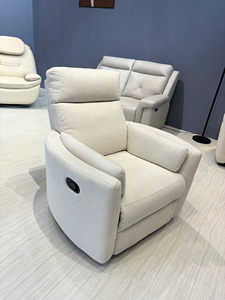 Fabric Recliner Chair With Manual Reclining Mechanism Padded Arms Swivel One Seat Minimalist Design For Living Room - Product Image 4