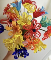 Bouquet de fleurs perlées faites à la main, pivoines et coquelicots, cadeau de Noël pour les amateurs de fleurs, fleuristes et décoration intérieure