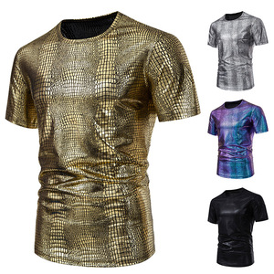 Chemises <span class=keywords><strong>polo</strong></span> à manches courtes décontractées pour hommes, col boutonné, effet métallique, <span class=keywords><strong>disco</strong></span>, brillantes, pour cosplay, fête - Product Image 5