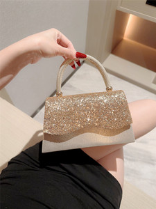 กระเป๋าคลัทช์ปักเลื่อมสีทองหรูหราสำหรับผู้หญิง เหมาะสำหรับงานปาร์ตี้ งานเลี้ยงอาหารค่ำ พร้อมประกายวิบวับระยิบระยับสำหรับงานกลางคืน - Product Image 3