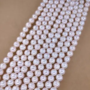 Lan Guang Wholesale Natural Freshwater Pearls Loose Bulk Straight Hole Threaded Pearls For DIY Jewelry Necklace Making