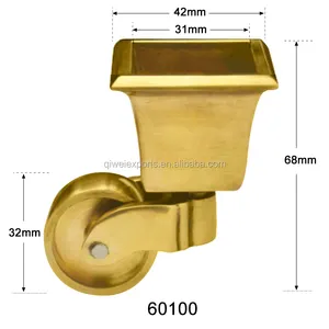 Antico Ottone Mobili Caster Ruote con Tazza Quadrato