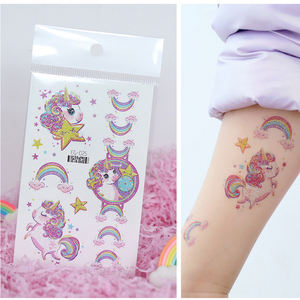Autoadesivo del tatuaggio temporaneo dell'<span class=keywords><strong>unicorno</strong></span> di scintillio per il tatuaggio impermeabile della stella della luna del tatuaggio della ragazza dei bambini - Product Image 4