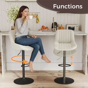 <b>Adjustable</b> Steady Modern Swivel <b>Bar</b> <b>Stools</b> Backs Counter <b>Height</b> Synthetic Leather Outdoor Mall Dining Living Room Use Iron Frame - Product Image 3
