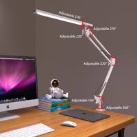Lampe de table LED blanche en métal, design anti-éblouissement, écologique, protection oculaire, pliable, avec bouton de gradation, idéale pour les étudiants, l'écriture et la lecture