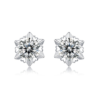 Boucles d'oreilles clous classiques en moissanite taille 1 carat, plaqué or, coupe brillante ronde, en argent S925, prix de gros Starsgem