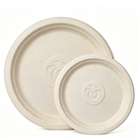 Assiettes jetables en fibre de coque de riz 100 % biodégradables et compostables, compatibles micro-ondes, vaisselle écologique classique pour la maison et le camping