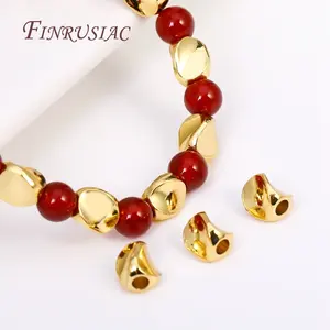 ลูกปัดทอง18K เหลี่ยมเพชรพลอยไม่สม่ำเสมอลูกปัดเกลียวทองเหลืองแบบทำมือสำหรับทำสร้อยข้อมือสร้อยคอเครื่องประดับ - Product Image 1