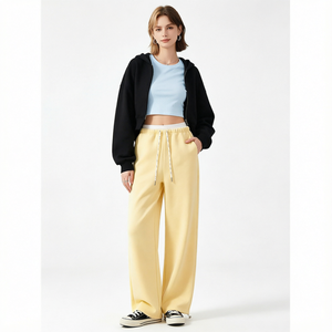 <b>Women</b> Loose Straight Leg Sweatpants Elastic Waist Drawstring <b>Jogger</b> Pants Jersey <b>Knit</b> Casual Streetwear - Product Image 1