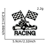 Patchs brodés thermocollants en gros sur le thème des voitures de course, appliques drapeau de course, trophée, casque, flamme pour vêtements, sacs, chapeaux, décoration DIY