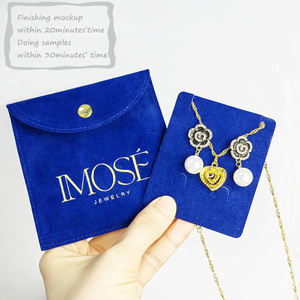 Custom Velvet Jewelry Display Pouch Microfiber Faux Suede Flap <b>Envelope</b> Necklace Earring Jewelry Packaging Bag with logo - Product Image 1