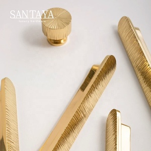 مقابض سانتايا من النحاس المطلي بالذهب PVD لخزائن المطبخ وأدراج غرف النوم ومقابض الأثاث - Product Image 3