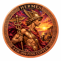 Pièces de monnaie rondes en cuivre pur 999 de 1 oz, série Mythologie Grecque Antique, double face, en relief, colorées, artisanat métallique