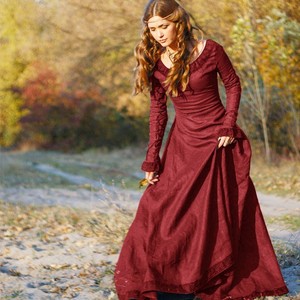 Robe de <span class=keywords><strong>reine</strong></span> médiévale Renaissance, couleur unie, robe à manches longues et col rond pour femmes, costume de jeu de rôle pour Halloween, carnaval, fête - Product Image 3