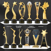 Trophée en cristal à graver, artisanat en métal et bois, médailles créatives en forme d'étoile à cinq branches, ornements pour cadeaux promotionnels d'entreprise